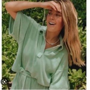 NWT Daily Drills Green Towel Terry Polo Crop - Large